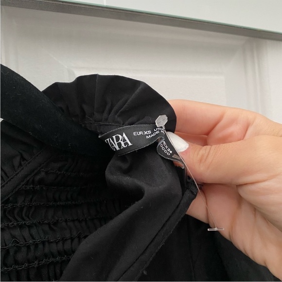 Zara Black Ruffle Smocked Long Sleeve Blouse Top - Picture 10 of 10